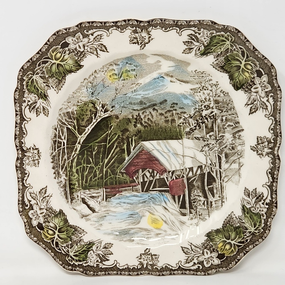 Johnson Bros The Friendly Village The Covered Bridge Square Salad Plate 7.75in